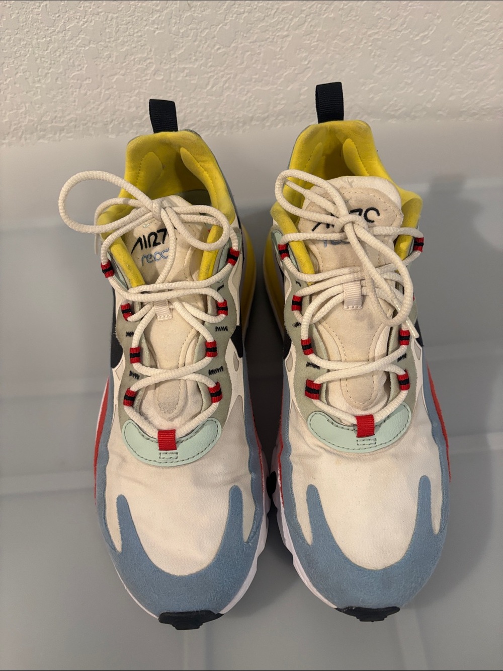 Nike Air Max 270 React Bauhaus Sneakers SZ 9.4 White Multicolor Athletic active - Picture 2 of 15